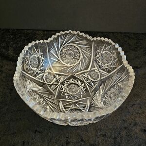 Vintage American Brilliant Period (ABP) Cut Glass 8 Inch Bowl